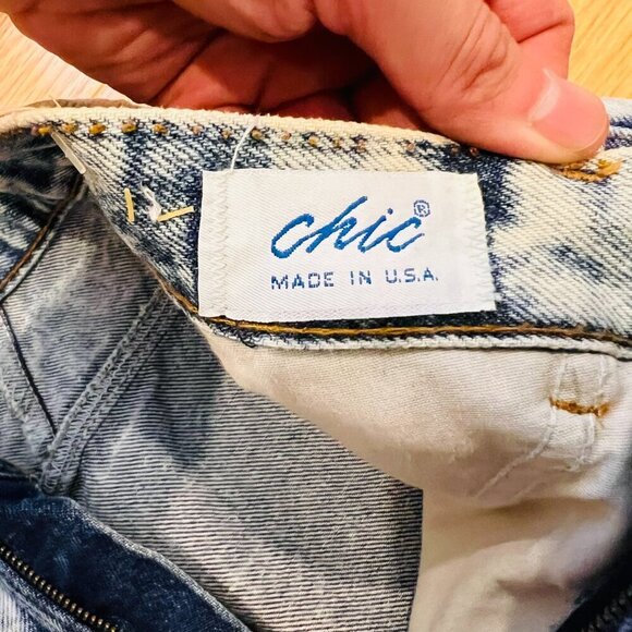 Vintage 80s CHIC Acid Wash High Rise Mom Jeans Tapered Pleated Size 14 W USA - Picture 5 of 16